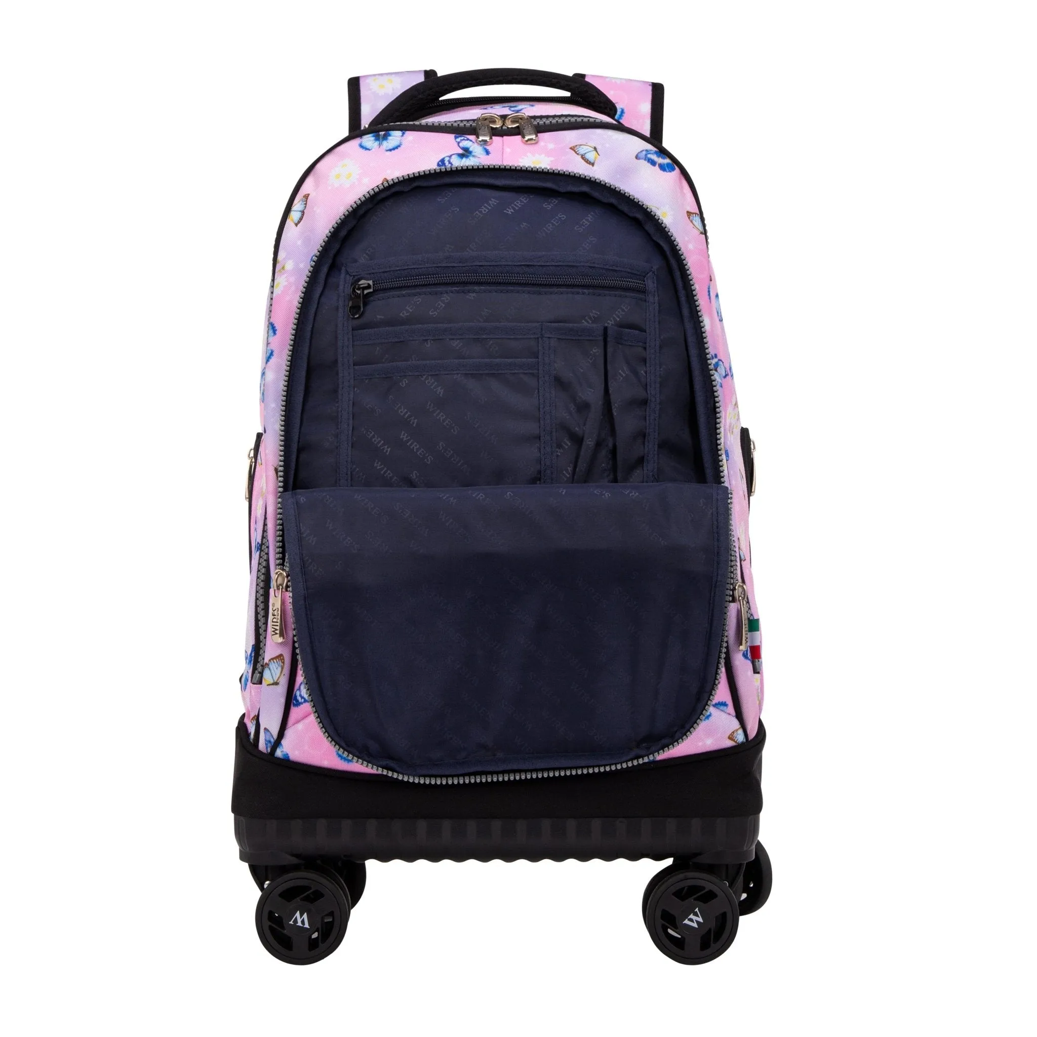 Pink Butterfly 8-Wheels School Backpack Trolley Set (Lunch bag & Pencil Case)