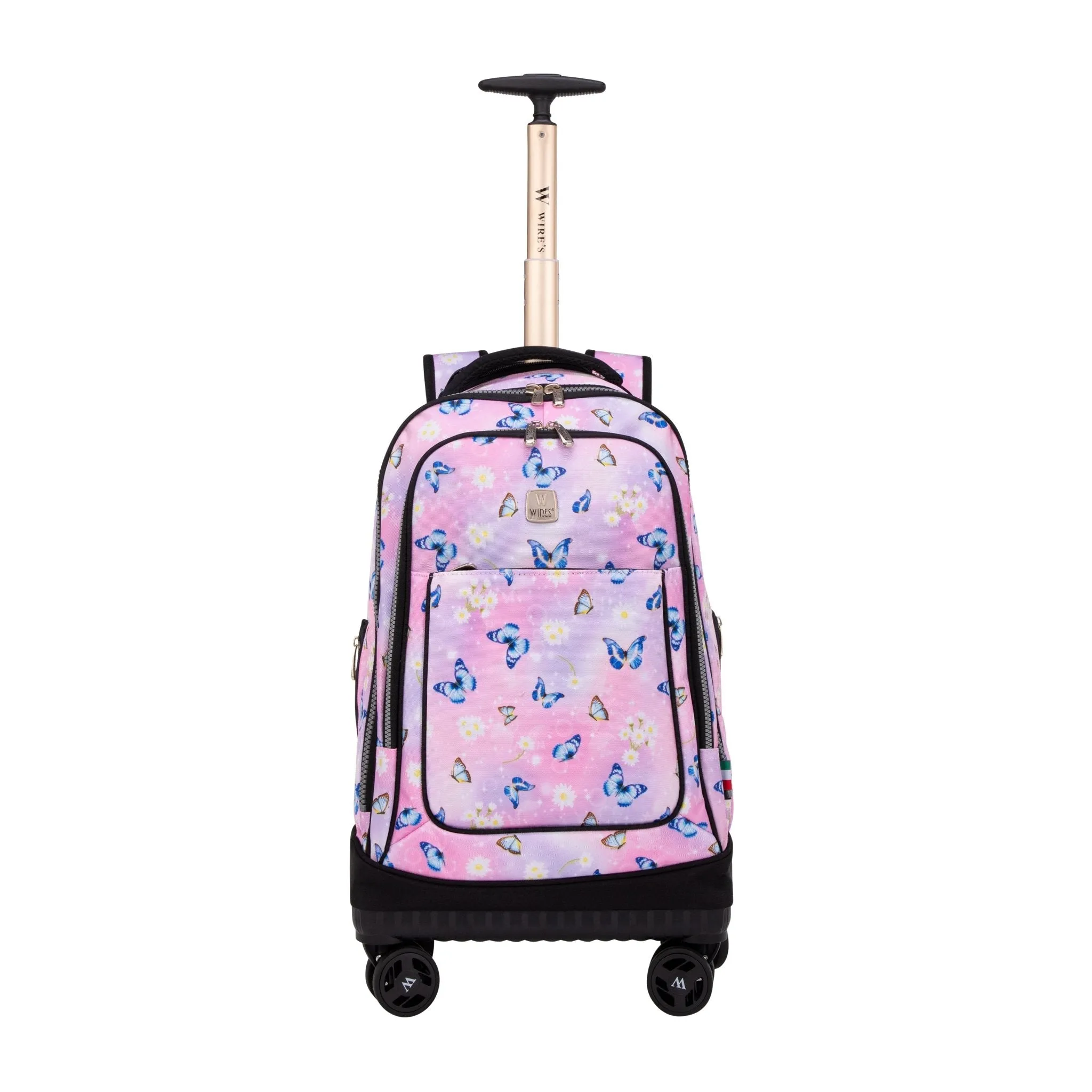 Pink Butterfly 8-Wheels School Backpack Trolley Set (Lunch bag & Pencil Case)