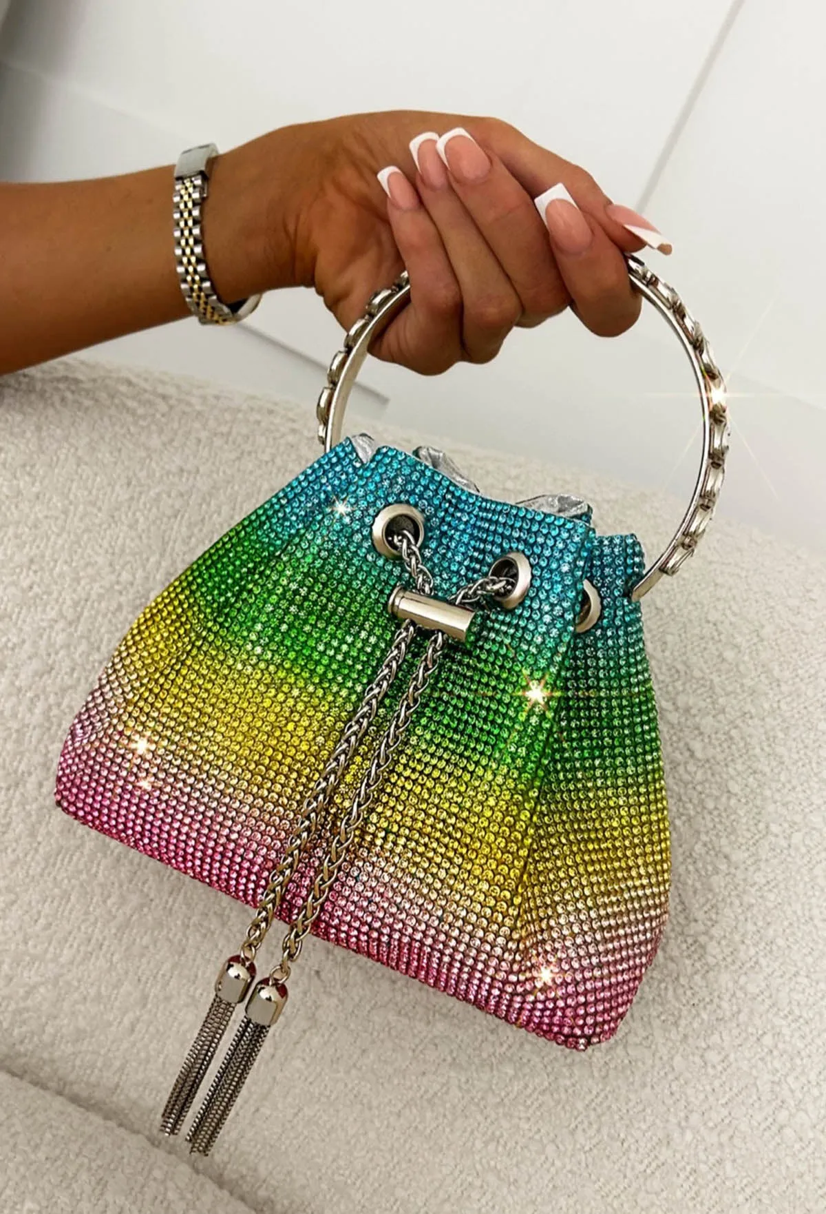 Pretty Charm Multi Crystal Bucket Bag