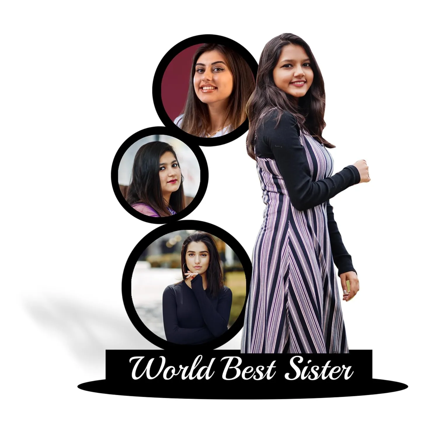 Prints Club Customized World Best Sister Photo Frame Tabletop, Multi-coloured 8 X 11 in | Rakshabandhan Rakhi Birthday Sorry Gift for Sister Sis Behan