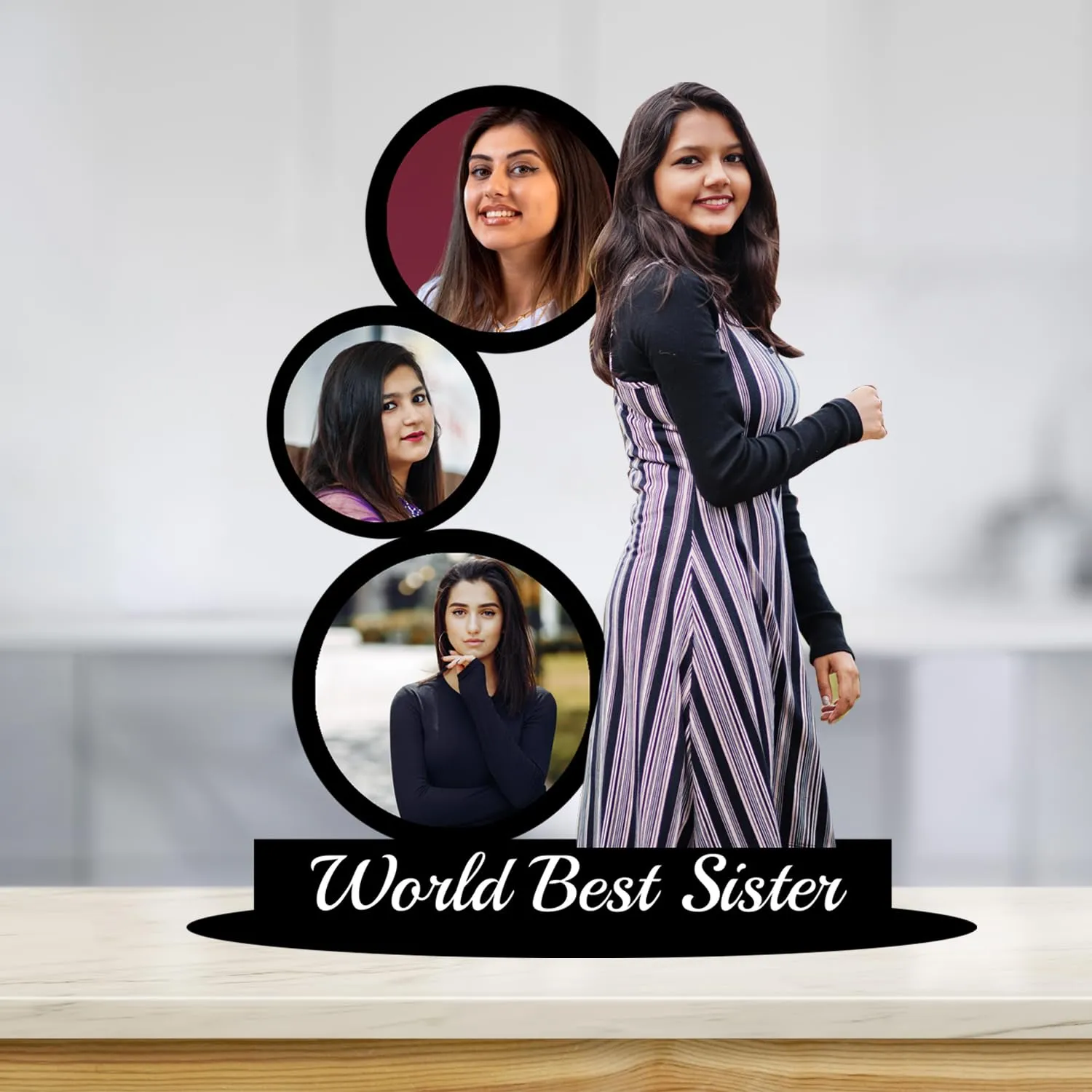 Prints Club Customized World Best Sister Photo Frame Tabletop, Multi-coloured 8 X 11 in | Rakshabandhan Rakhi Birthday Sorry Gift for Sister Sis Behan