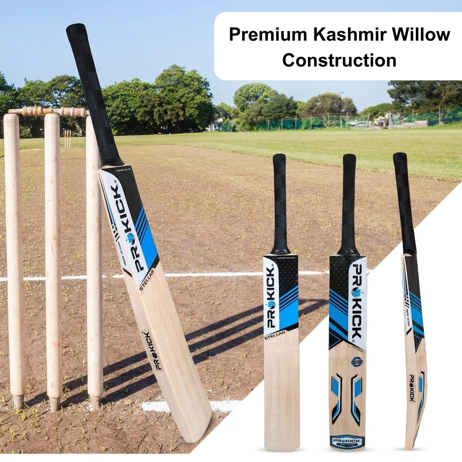 Prokick Premium Kashmir Willow Full Cricket Kit with Helmet (Right Hand)