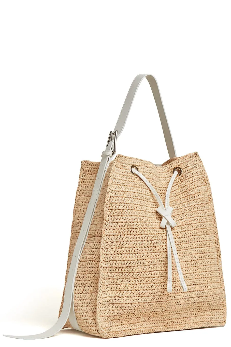 Pyramid Raffia Bucket Bag