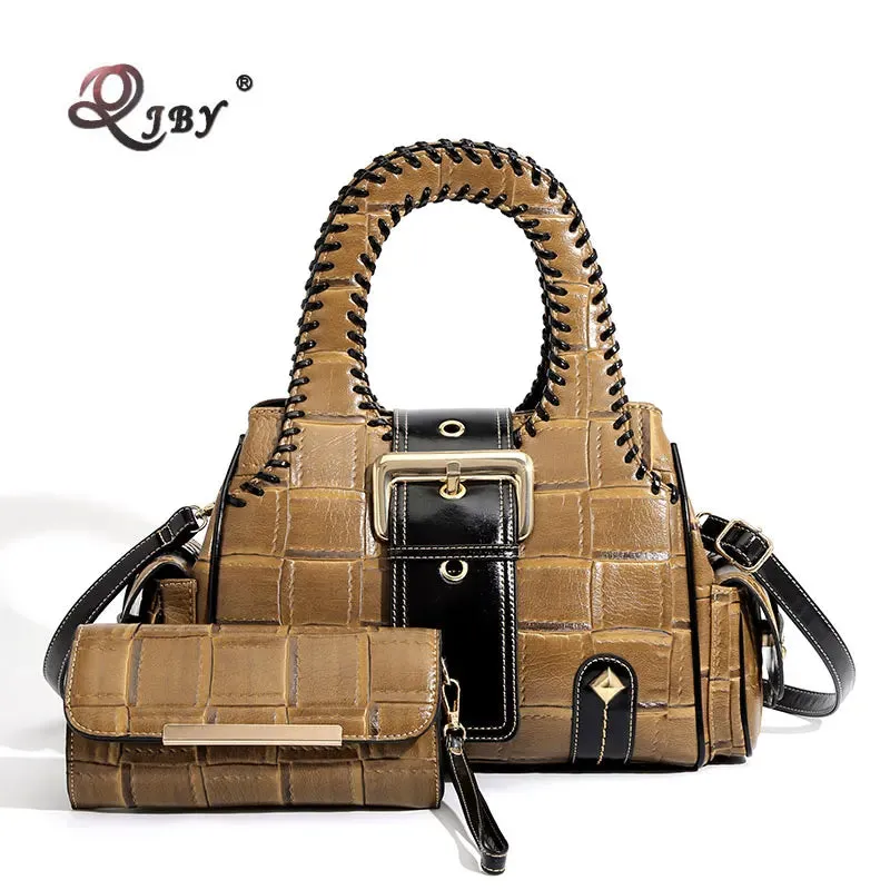 QJBY woven leather handbag