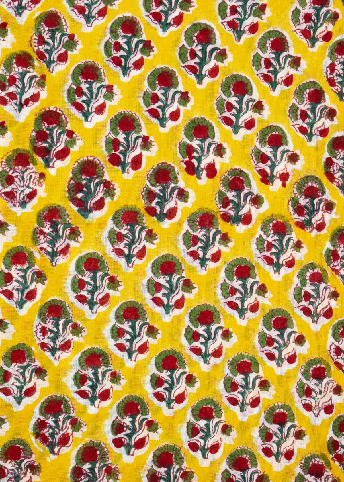 "  Merrilines Yellow  Mulmul Hand Block Printed Fabric "