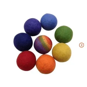 Rainbow Felted Wool Balls - 8 pieces