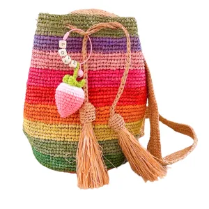 Rainbow Raffia Satchel