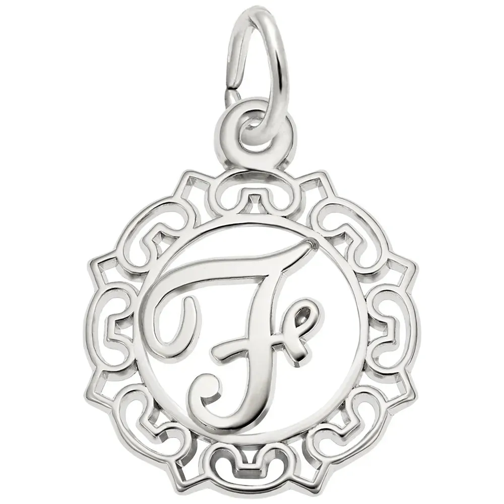 Rembrandt Charms - Ornate Script Initial F Charm - 0817-006