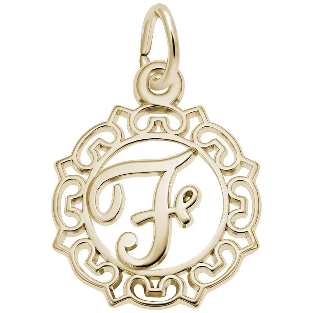 Rembrandt Charms - Ornate Script Initial F Charm - 0817-006