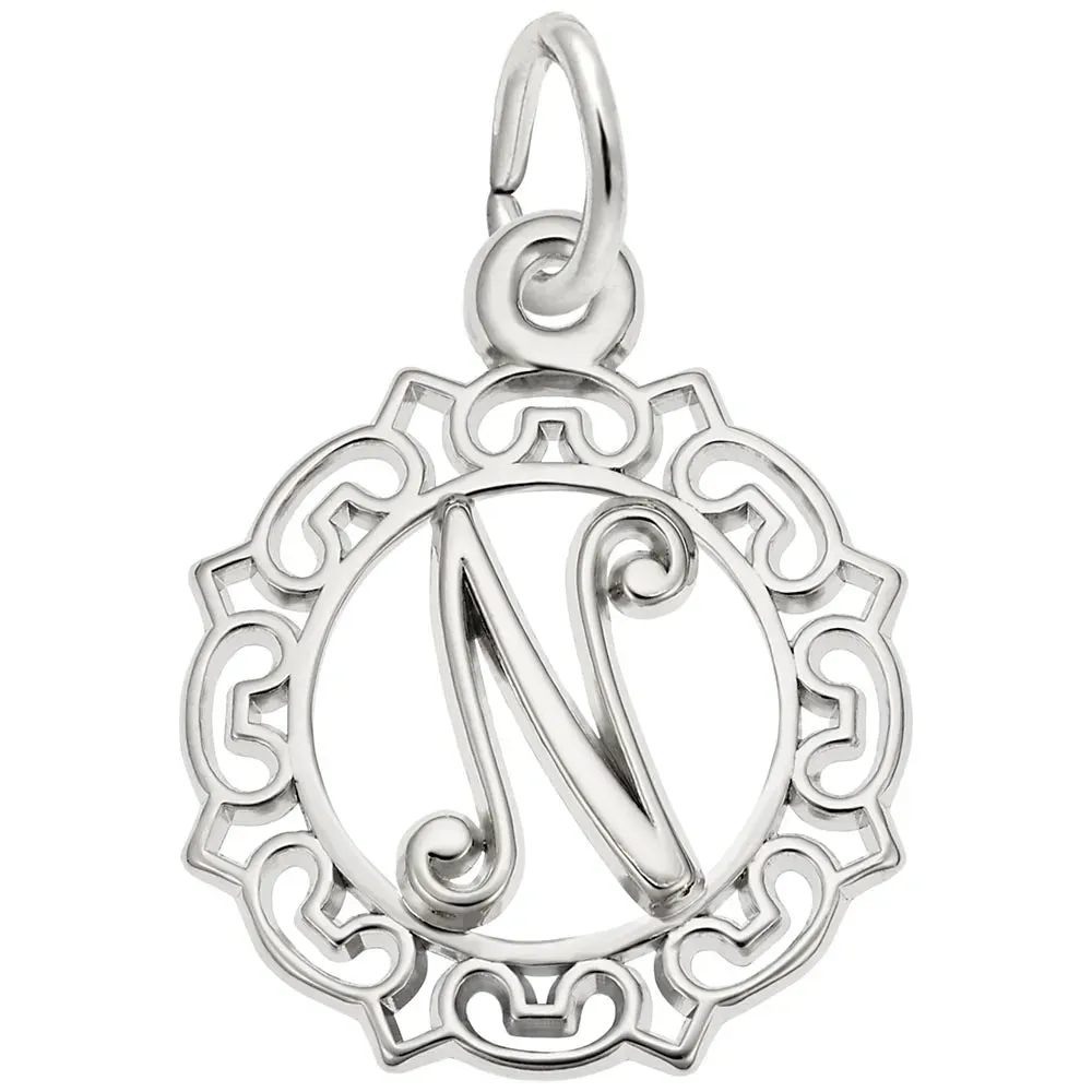 Rembrandt Charms - Ornate Script Initial N Charm - 0817-014