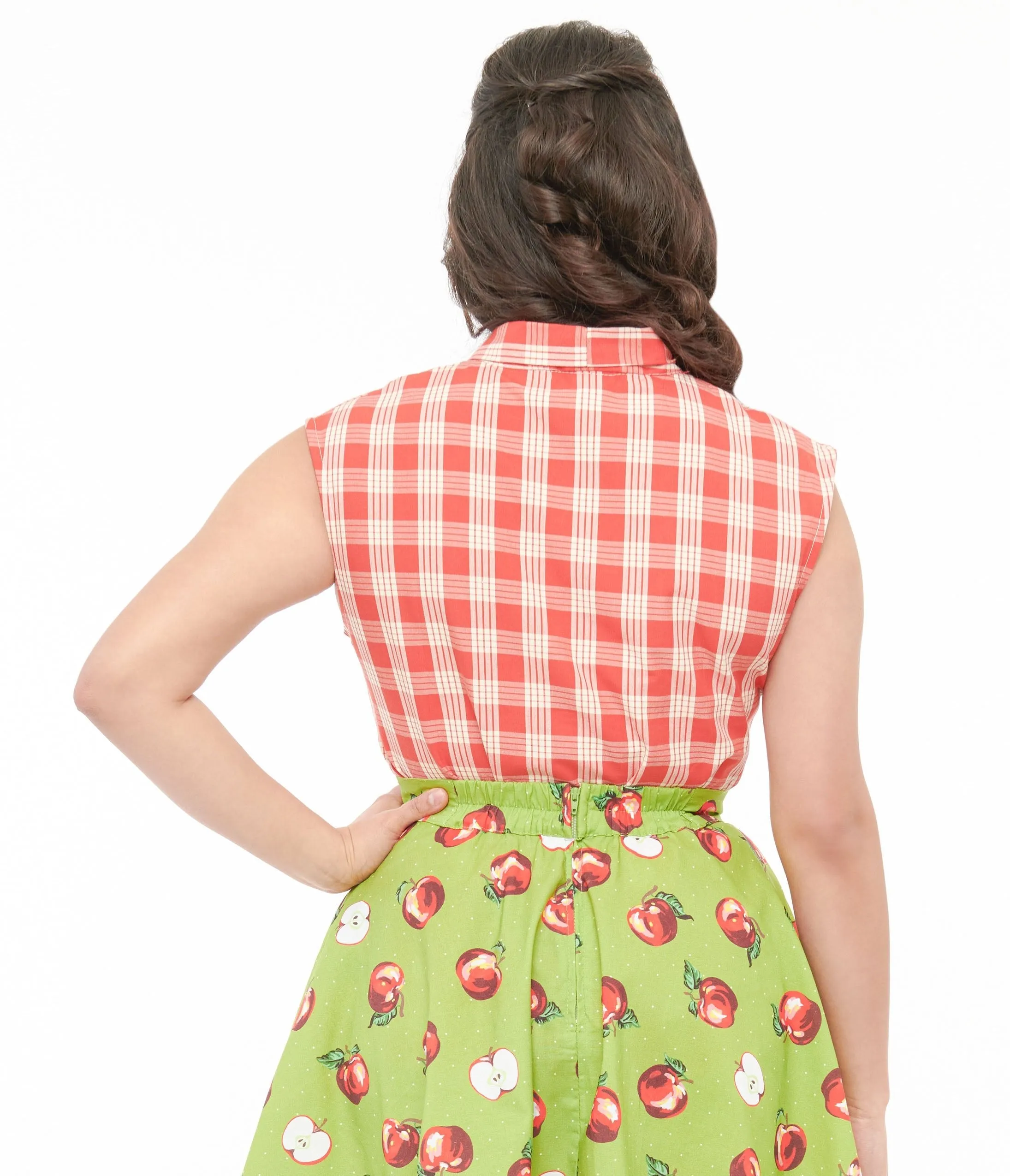 Retrolicious 1950s Red & White Gingham Cotton Bow Top