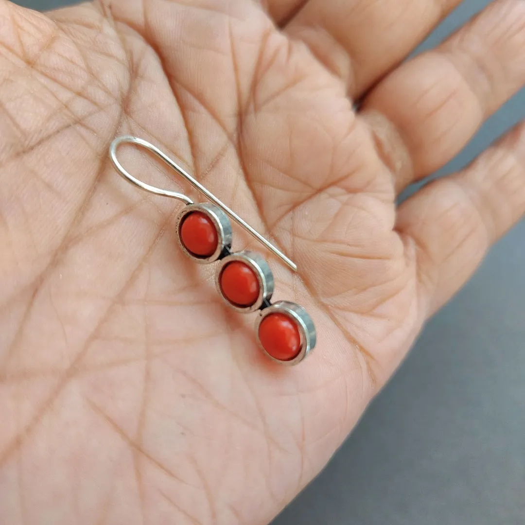 Romantic Crimson: Hoop Look Alike Dyed Coral Earrings