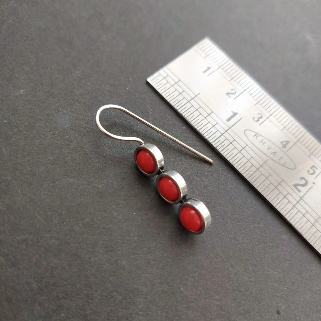 Romantic Crimson: Hoop Look Alike Dyed Coral Earrings