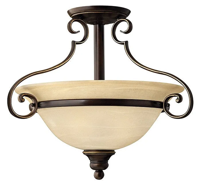 Rowly Antique Bronze Semi-Flush Ceiling Fitting - ID 7219