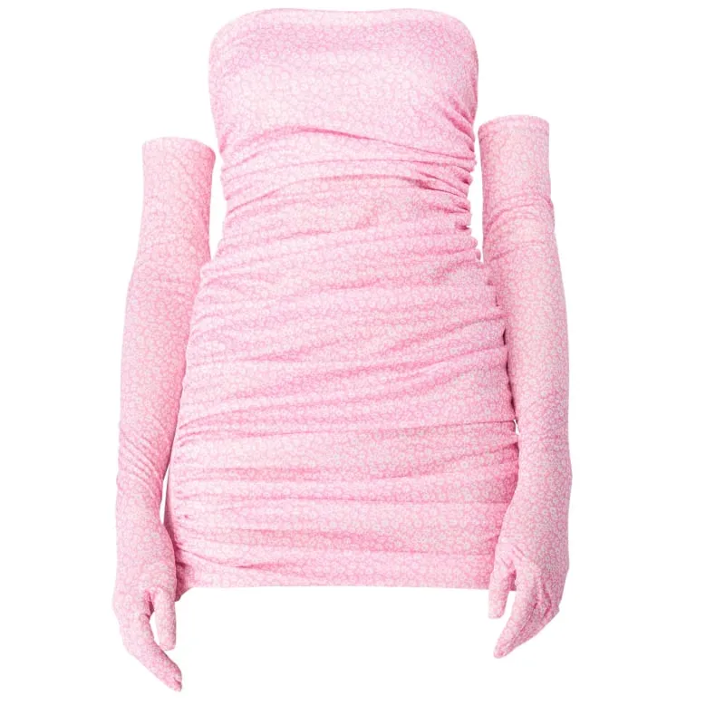 Ruched Cupid Mini Dress Graceful & Gloves - Pink