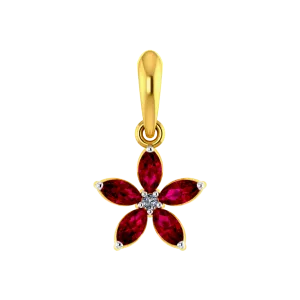 Scarlet Petal Gold Pendant