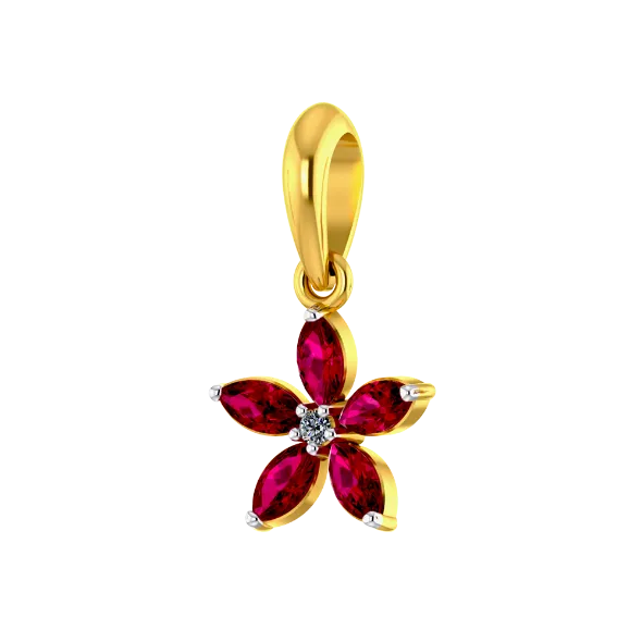 Scarlet Petal Gold Pendant