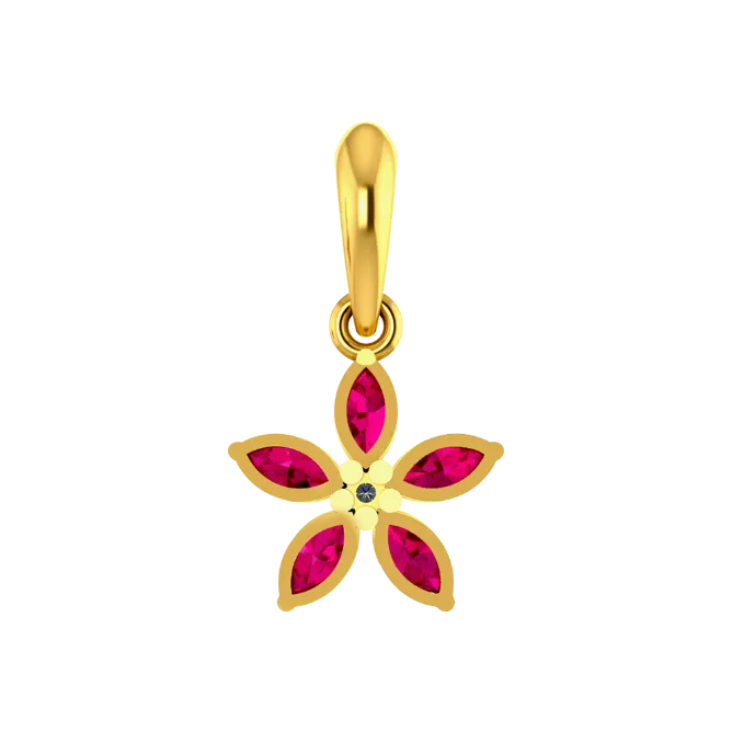 Scarlet Petal Gold Pendant