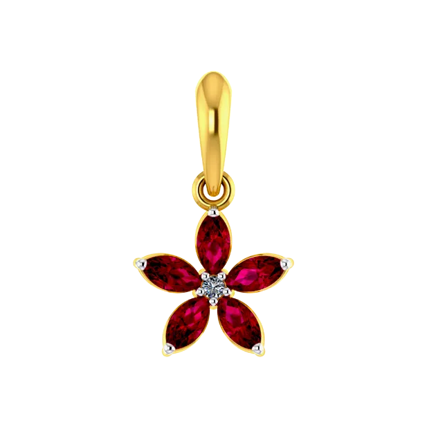 Scarlet Petal Gold Pendant