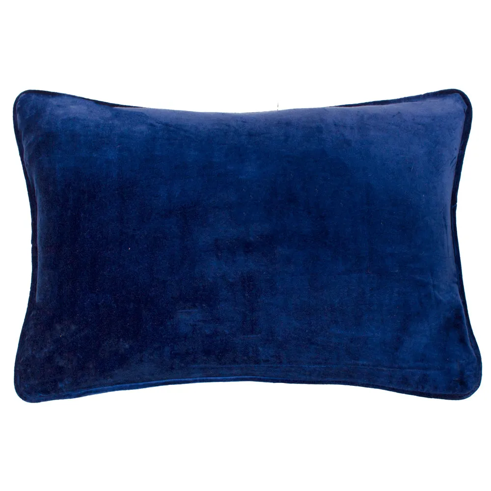 Serenity Printed Velvet Cushion Midnight