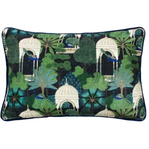 Serenity Printed Velvet Cushion Midnight