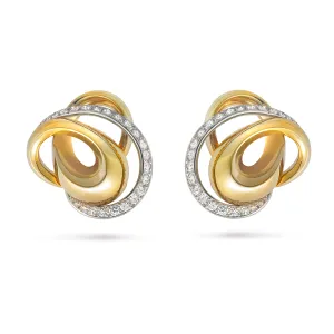 Signature Diamond, Platinum and Yellow Gold Earrings