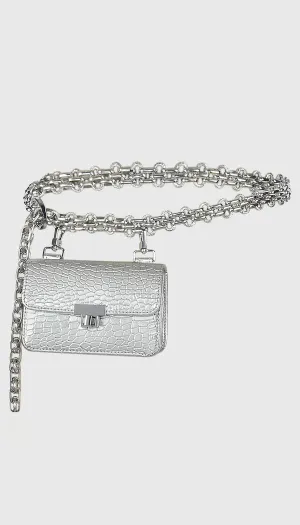 Silver Chain Link Belt Bag