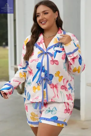 Sky Blue Bow Print Pajama Set