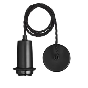 Sleek Edison Cord Set ES E27 Bulb Holder - Black Ring & Fabric Flex