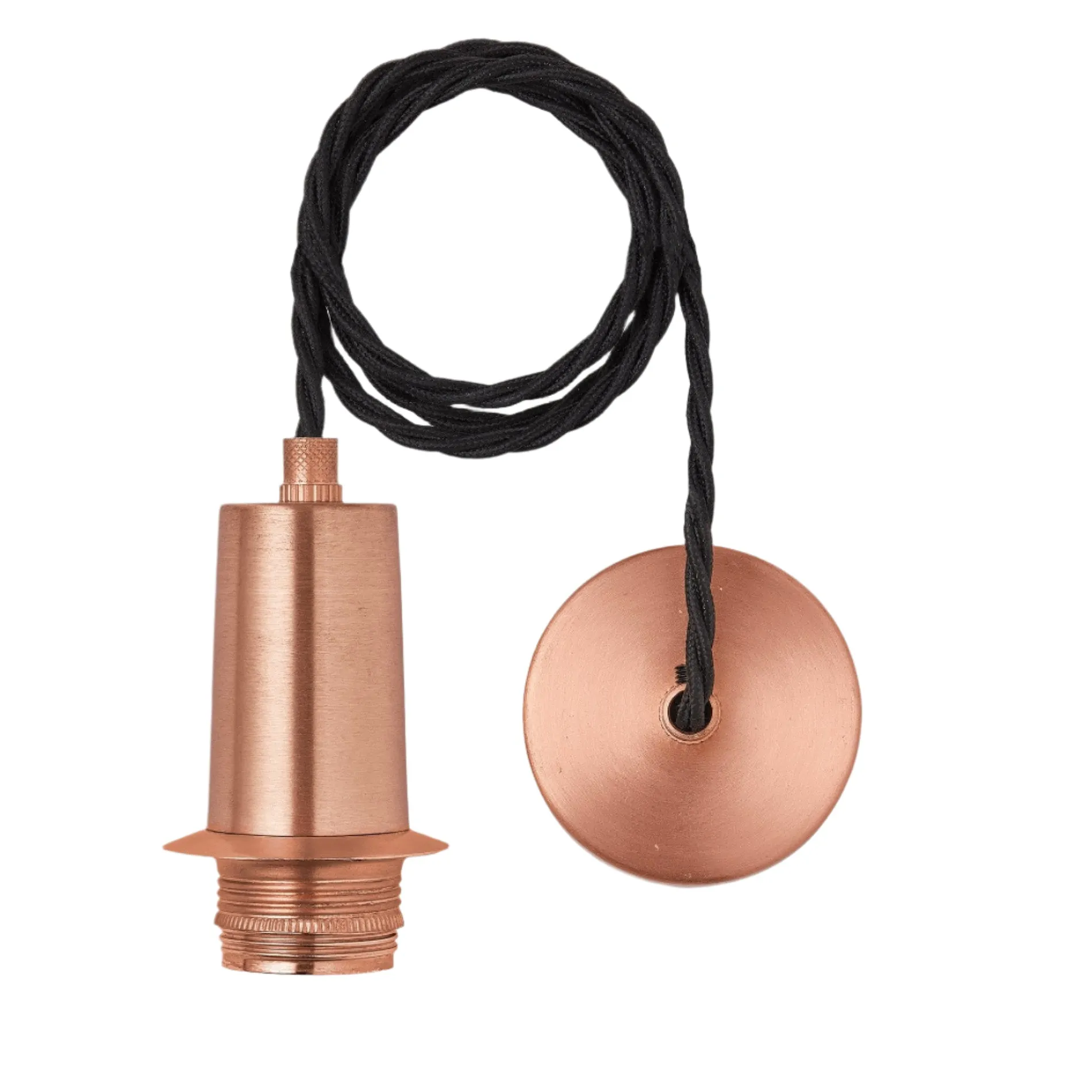 Sleek Edison Cord Set ES E27 Bulb Holder - Copper Ring & Fabric Flex