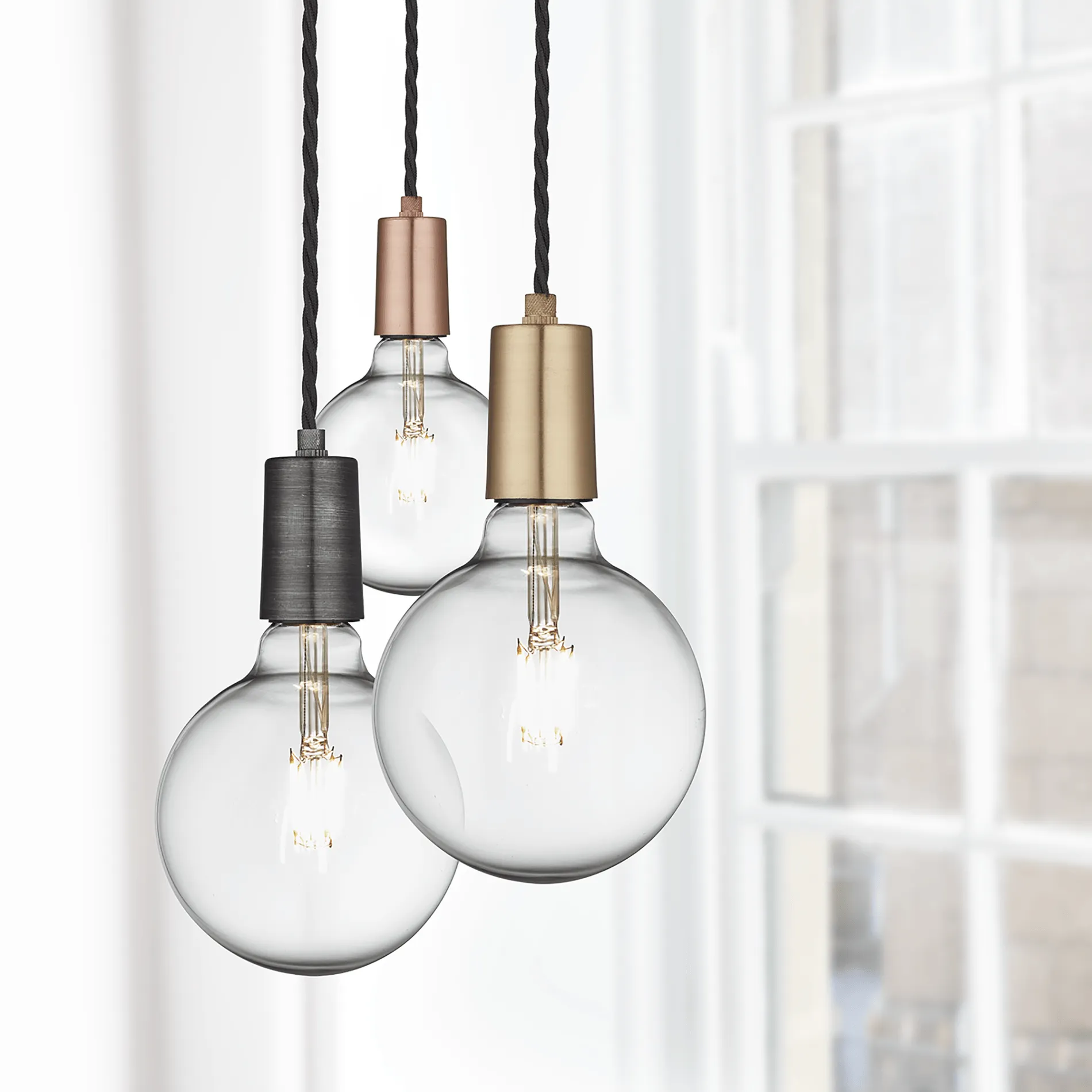 Sleek Edison Pendant - 1 Wire - Pewter