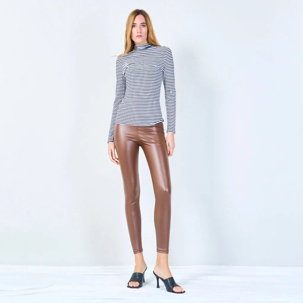 Sleek faux leather leggings wholesale