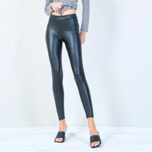 Sleek faux leather leggings wholesale