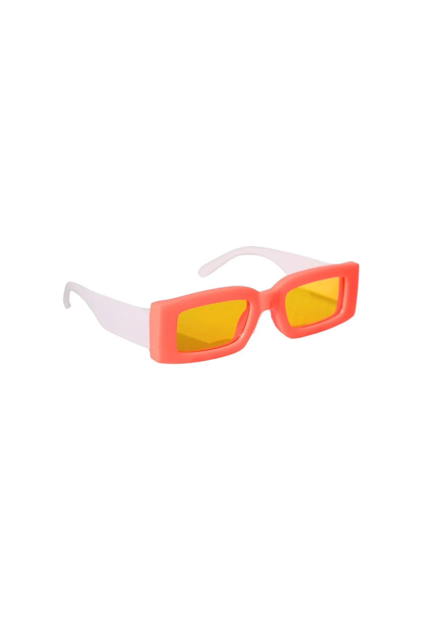 Sleek Retro Rectangle Orange/White Sunglasses