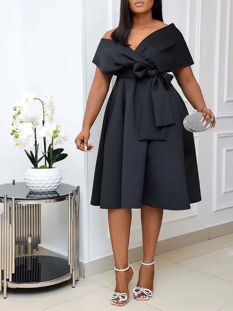 Solid Slit Graceful Tie Ruched Skirt