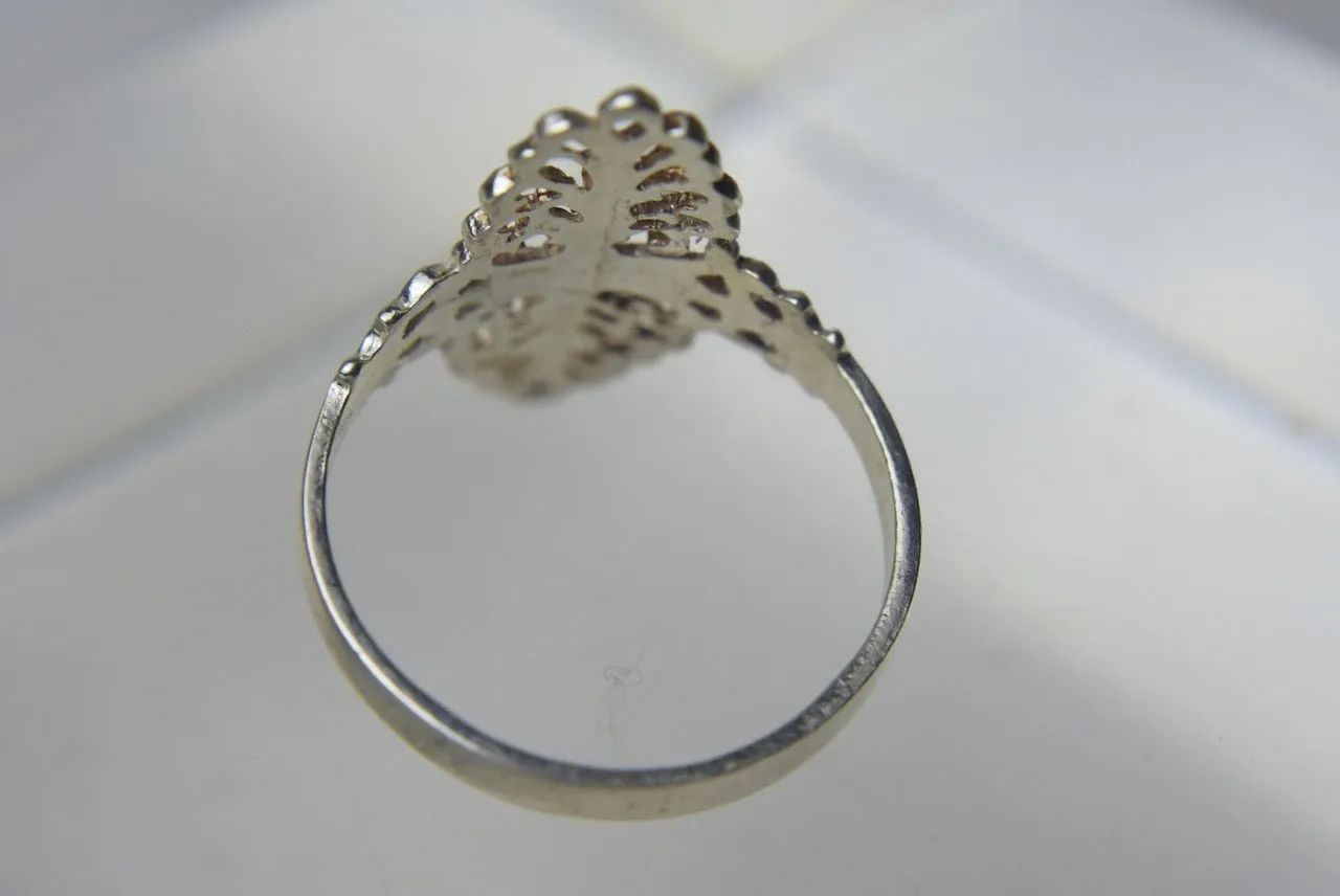 Sterling Silver Pierced Orante Design Ring - Size 7 and 8