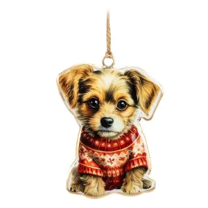 SWEET DOG IN SWEATER ORNAMENT 4"H