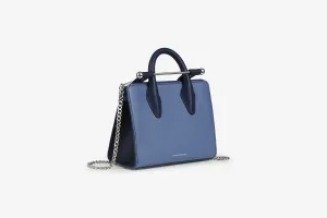 The Strathberry Nano Tote - Navy/Sea Blue with Silver Hardware