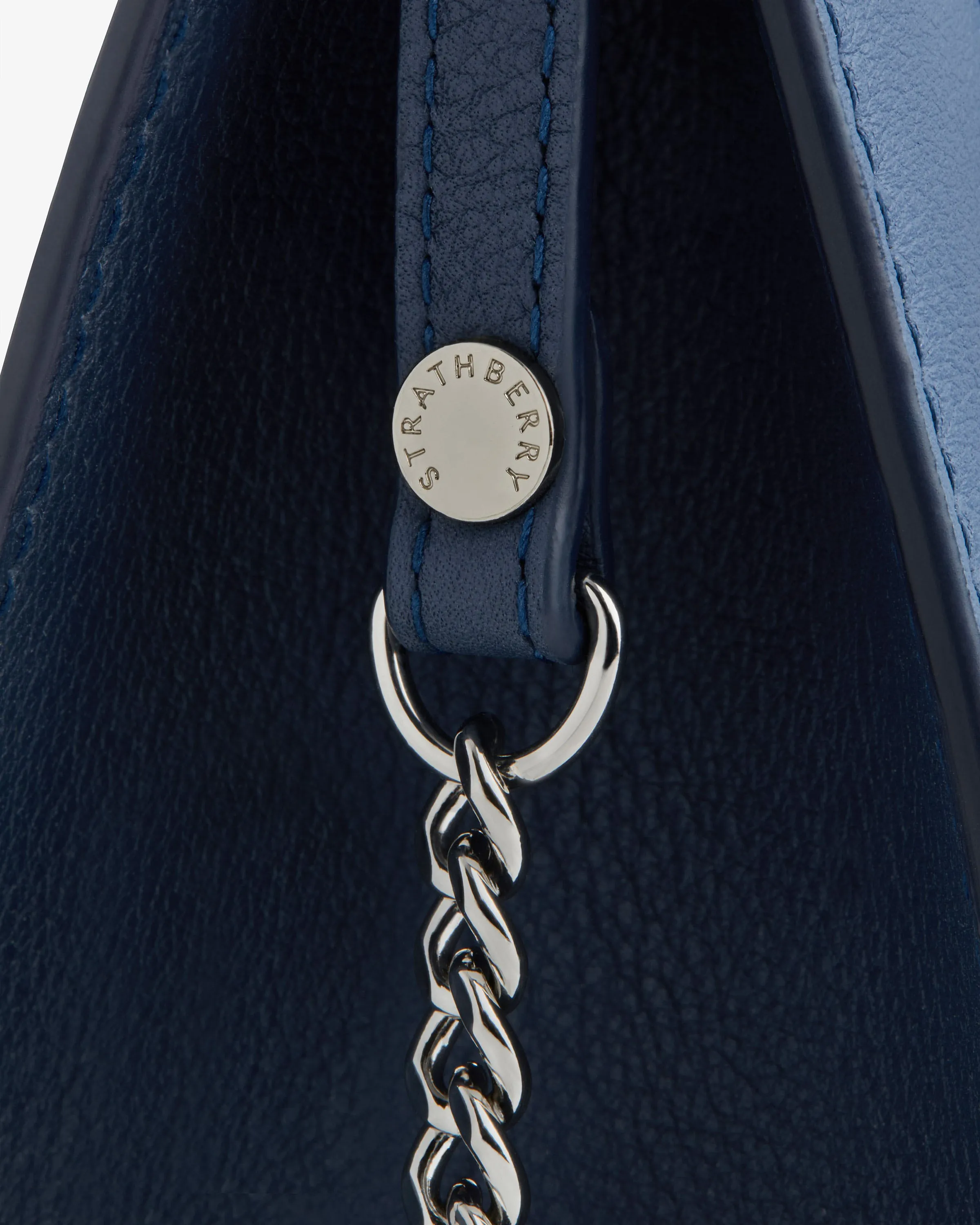 The Strathberry Nano Tote - Navy/Sea Blue with Silver Hardware