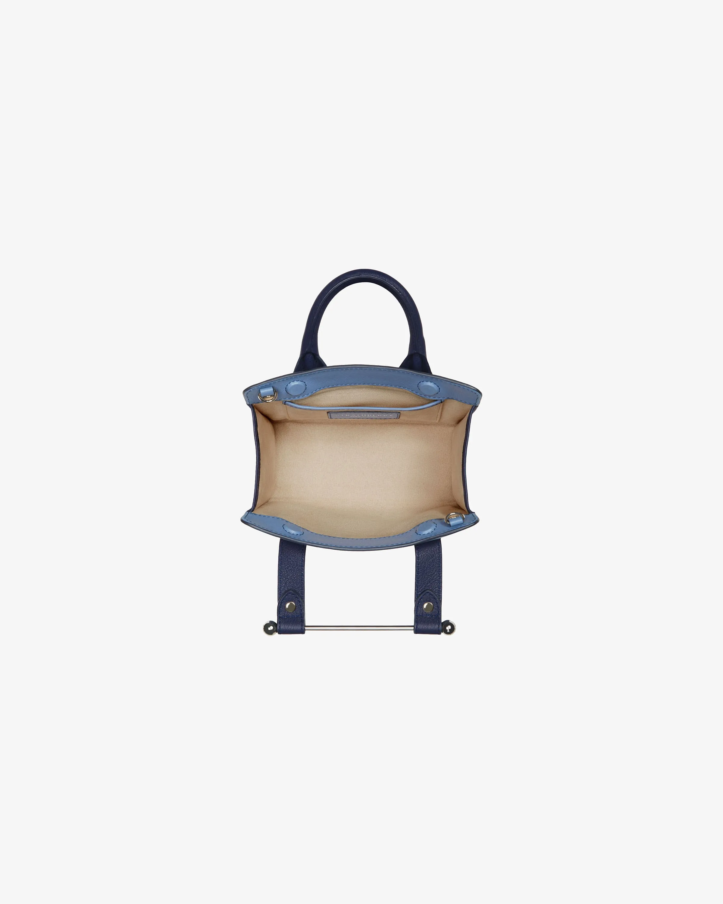 The Strathberry Nano Tote - Navy/Sea Blue with Silver Hardware