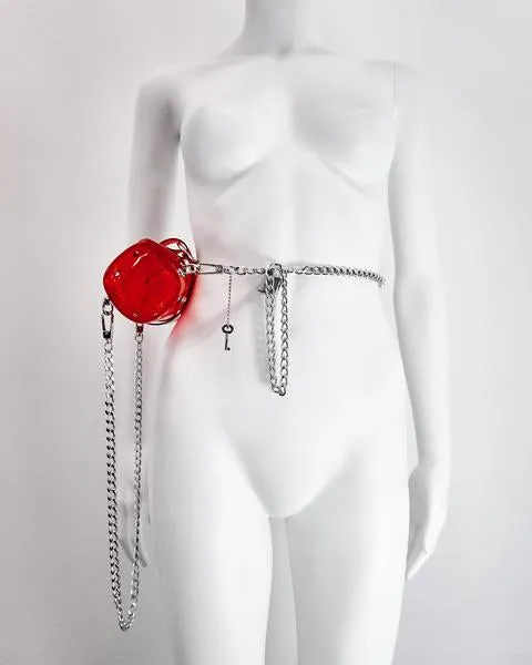 'The Tubular'  Jivomir Domoustchiev original  vinyl studded chain bag