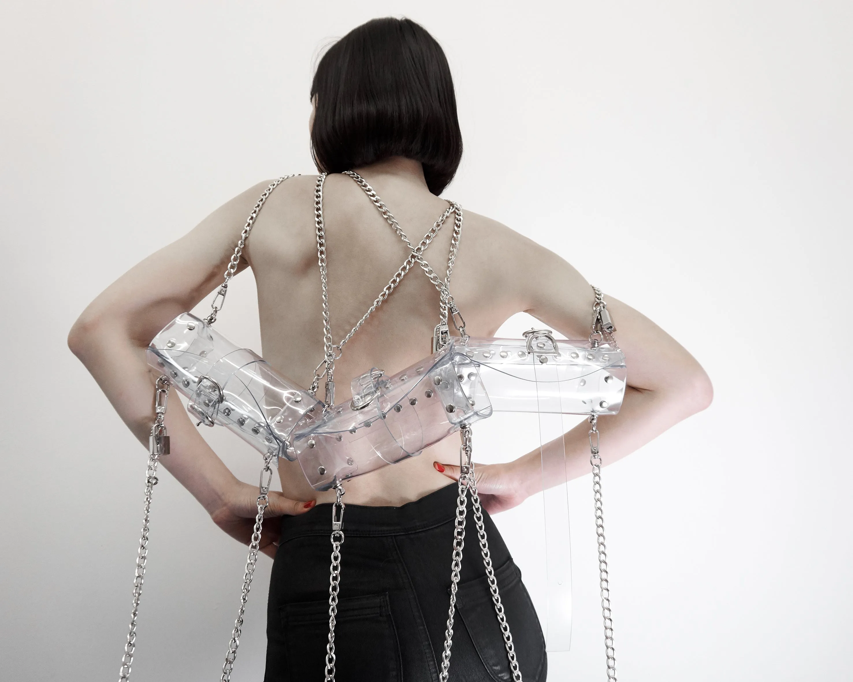 'The Tubular'  Jivomir Domoustchiev original  vinyl studded chain bag