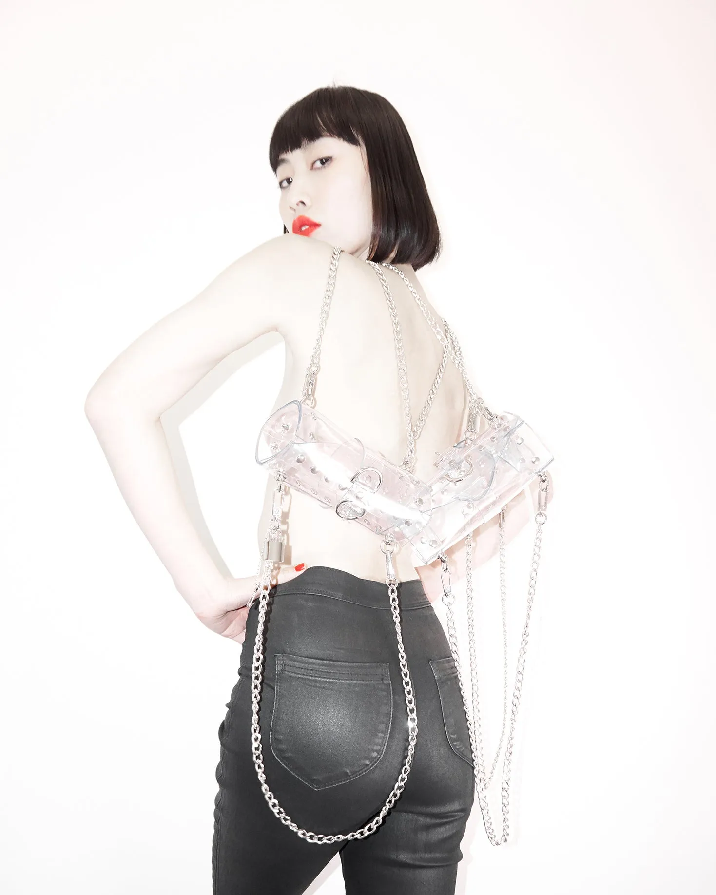 'The Tubular'  Jivomir Domoustchiev original  vinyl studded chain bag