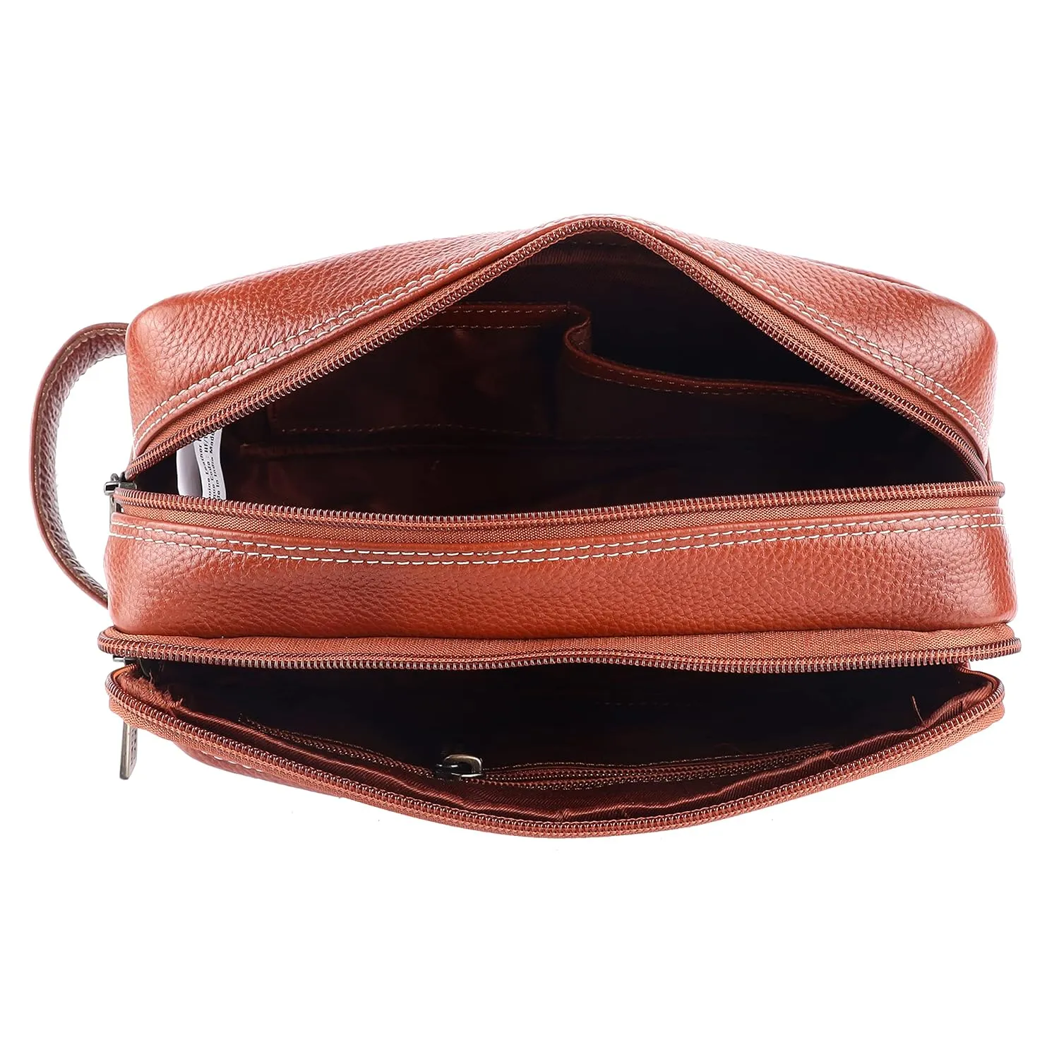 Toiletry Bag for Men- Genuine Leather Travel Organizer with Multiple Compartments