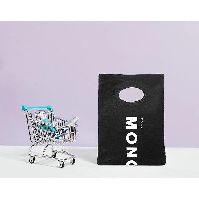 Tombow mono Classic All Black Plain Canvas Magnetic Tote Bag Outgoing Bag Double Zipper Storage Bag Pencil Bag Pencil Case Cosmetic Bag