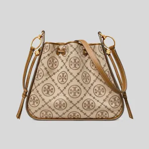 Tory Burch T Monogram Jacquard Bell Bag Hazelnut 139098