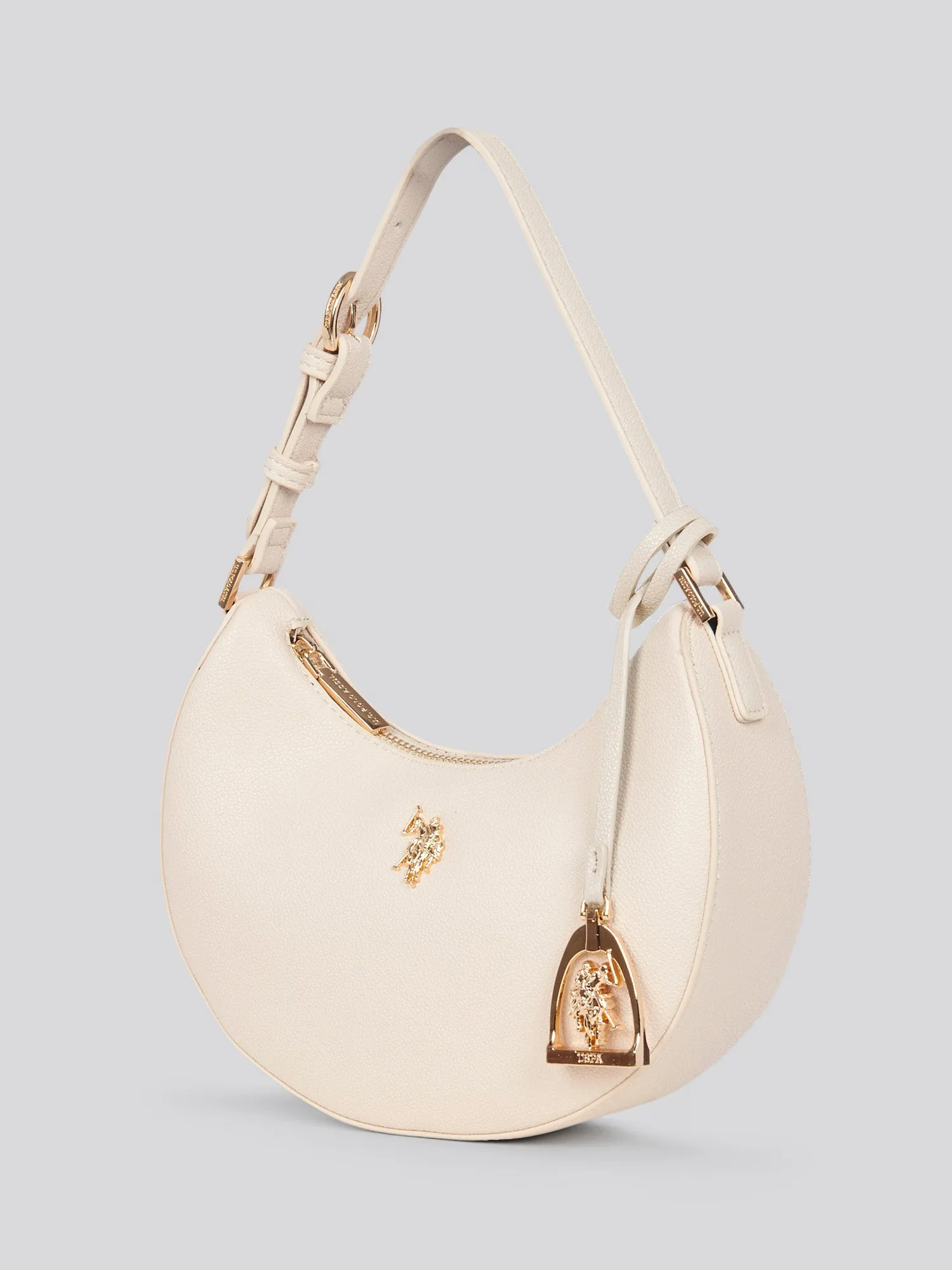 U.S. Polo Assn. Womens Small Round Hobo Bag in Powder