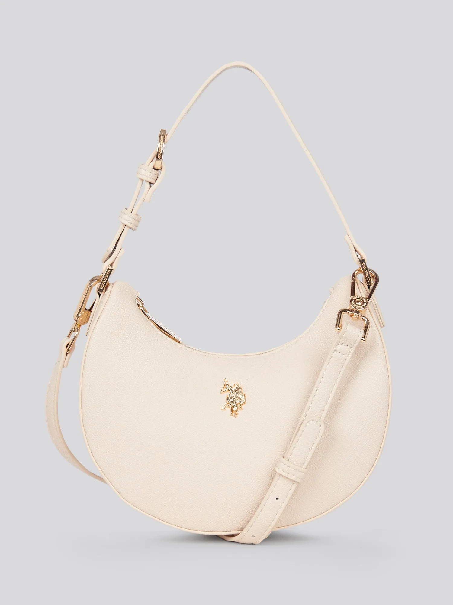 U.S. Polo Assn. Womens Small Round Hobo Bag in Powder