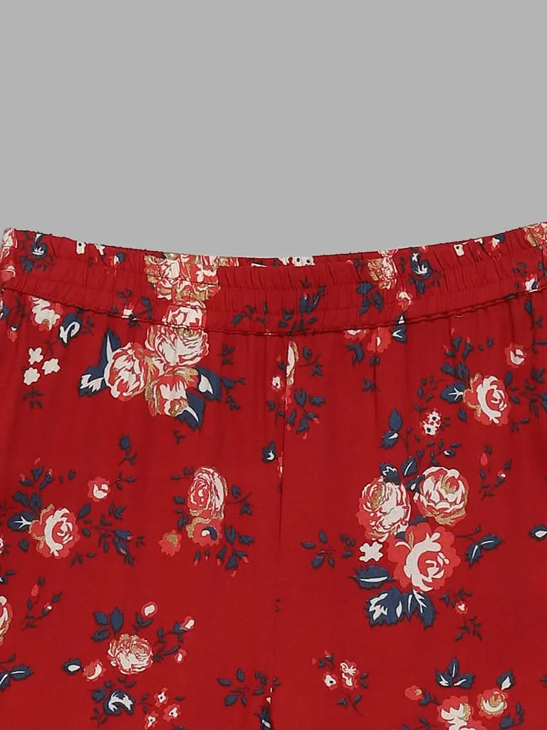 Utsa Kids Red Floral Sharara (8 -14yrs)