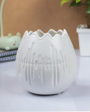 Vase, Engraved, White, Ceramic